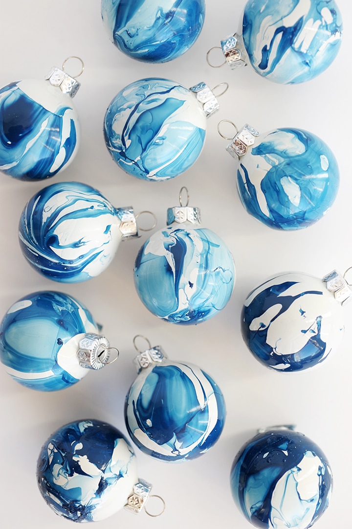 DIY Indigo Marbled Ornaments - Alice and Lois