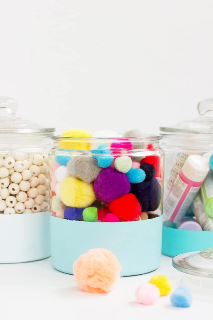 Painted Glass Storage Jars Alice and Lois