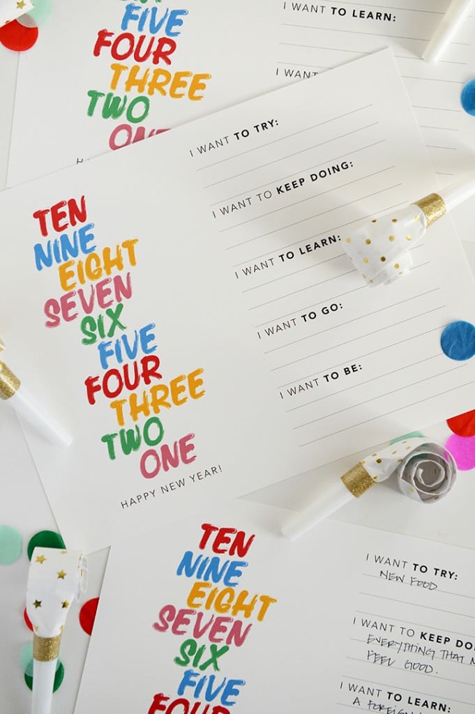 New Year's Resolutions Free Printable