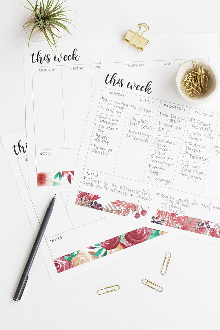 Print out this Weekly Calendar Printable