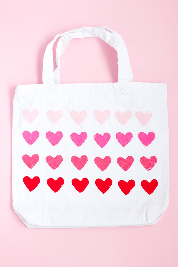 DIY Simple Heart Stamped Bag