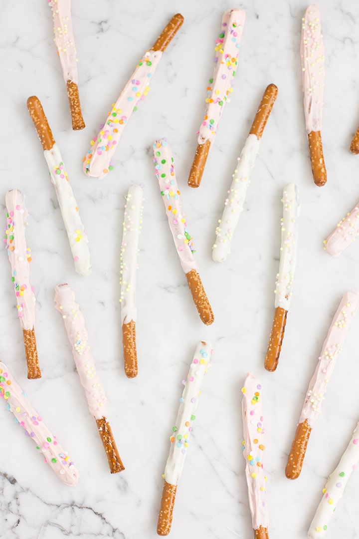 White chocolate dipped pretzels