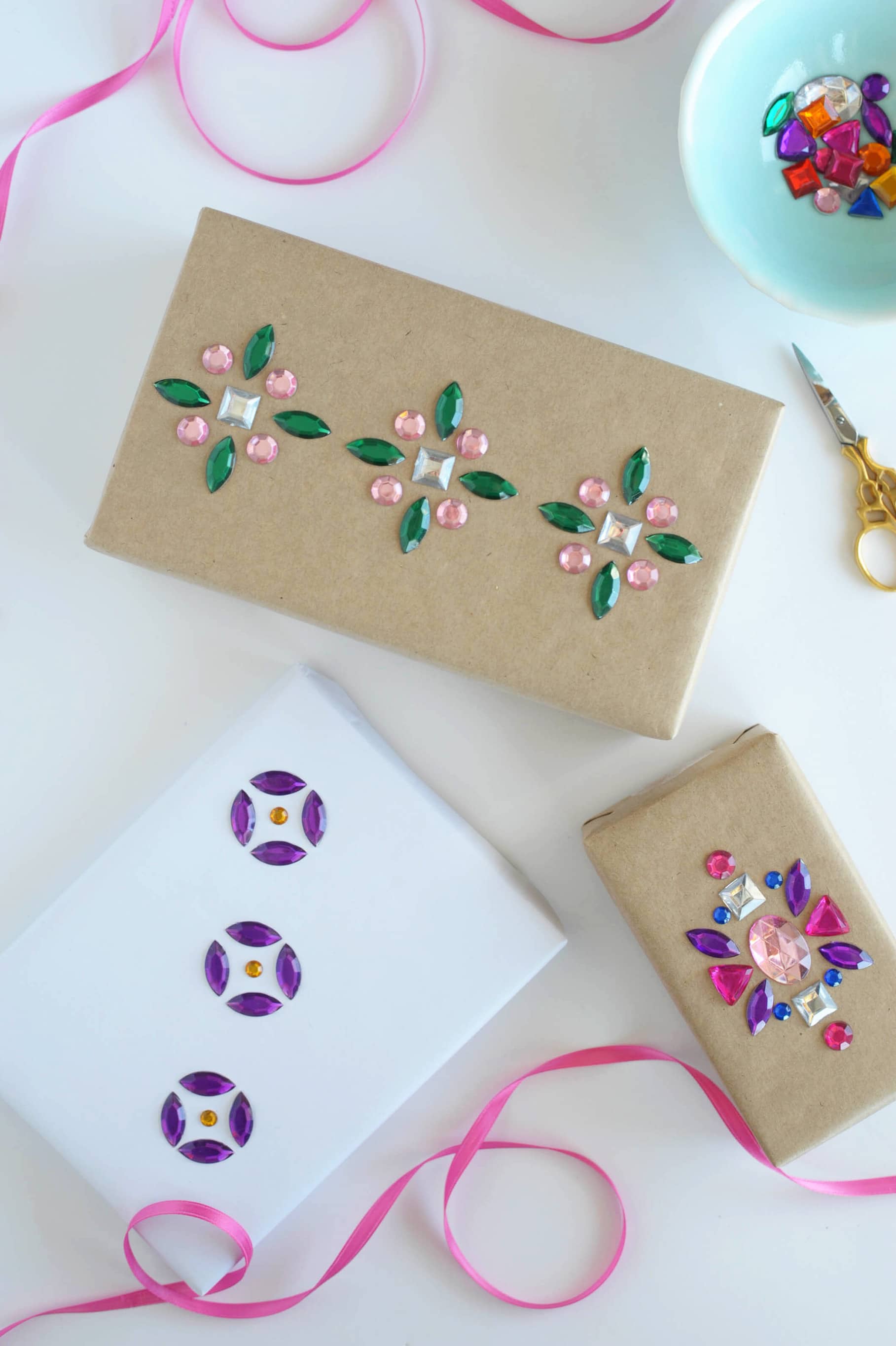 Add some color and pattern with jewels to make your gift wrapping special!
