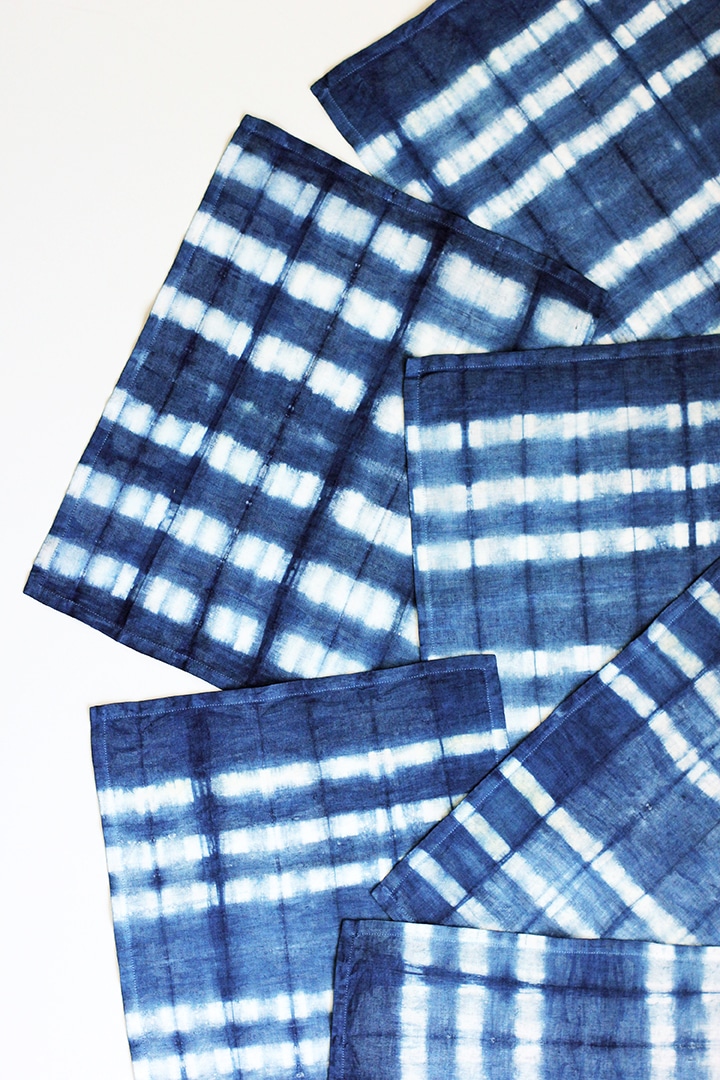 DIY Indigo Shibori Linen Placemats