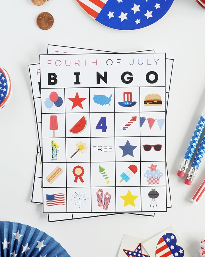Download and print this Free Printable Fourth of July Bingo for the kids!