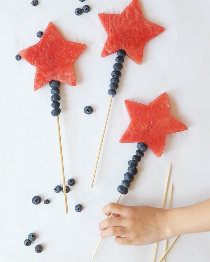 Make these simple and healthy Star Watermelon Wands for the Fourth of July.