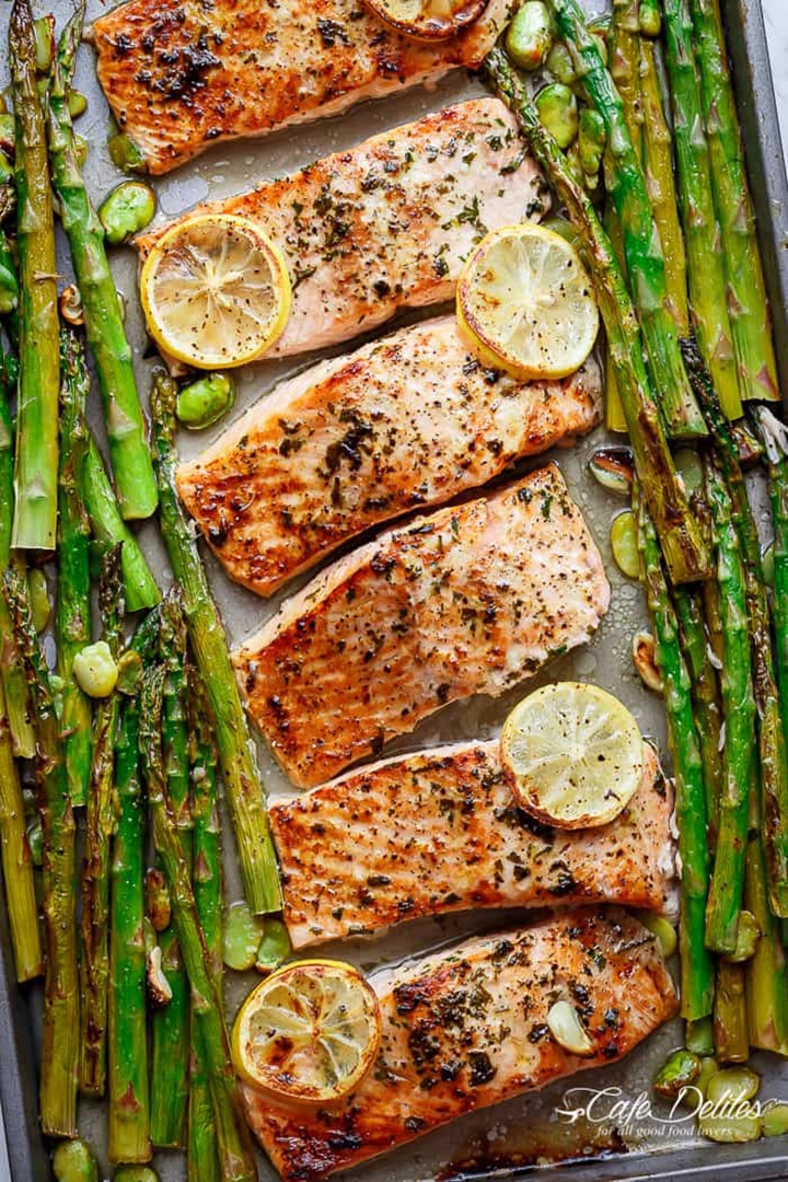 30 Favorite Whole 30 Recipes, including this one sheet pan Baked Lemon Salmon 