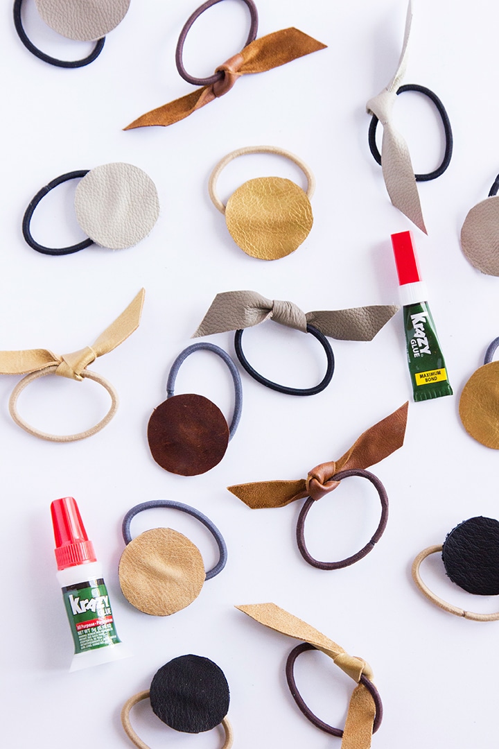 DIY Leather Hair Ties Two Ways