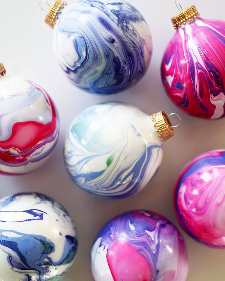 DIY Marbled Ornaments