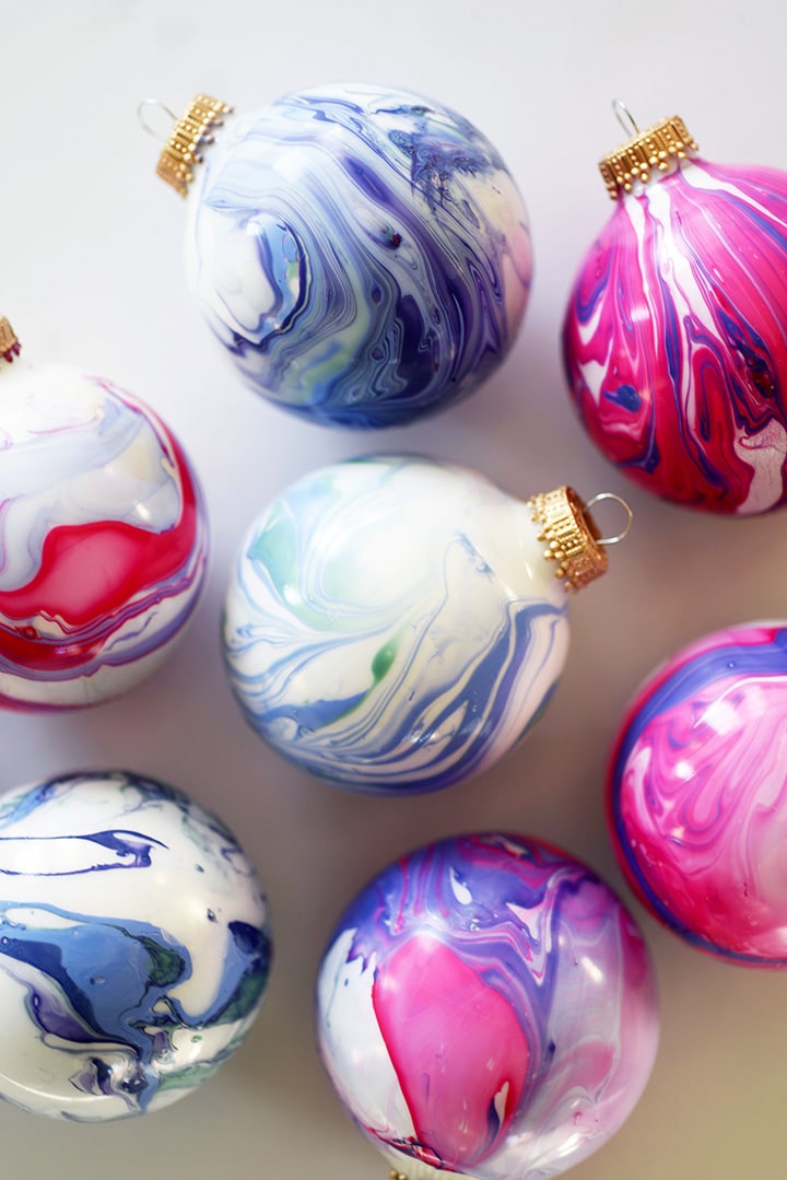 DIY Marbled Ornaments