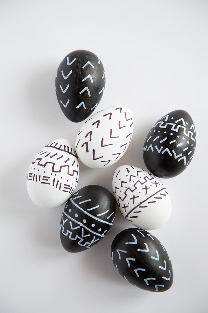Black and White Mudcloth Easter Egg Designs