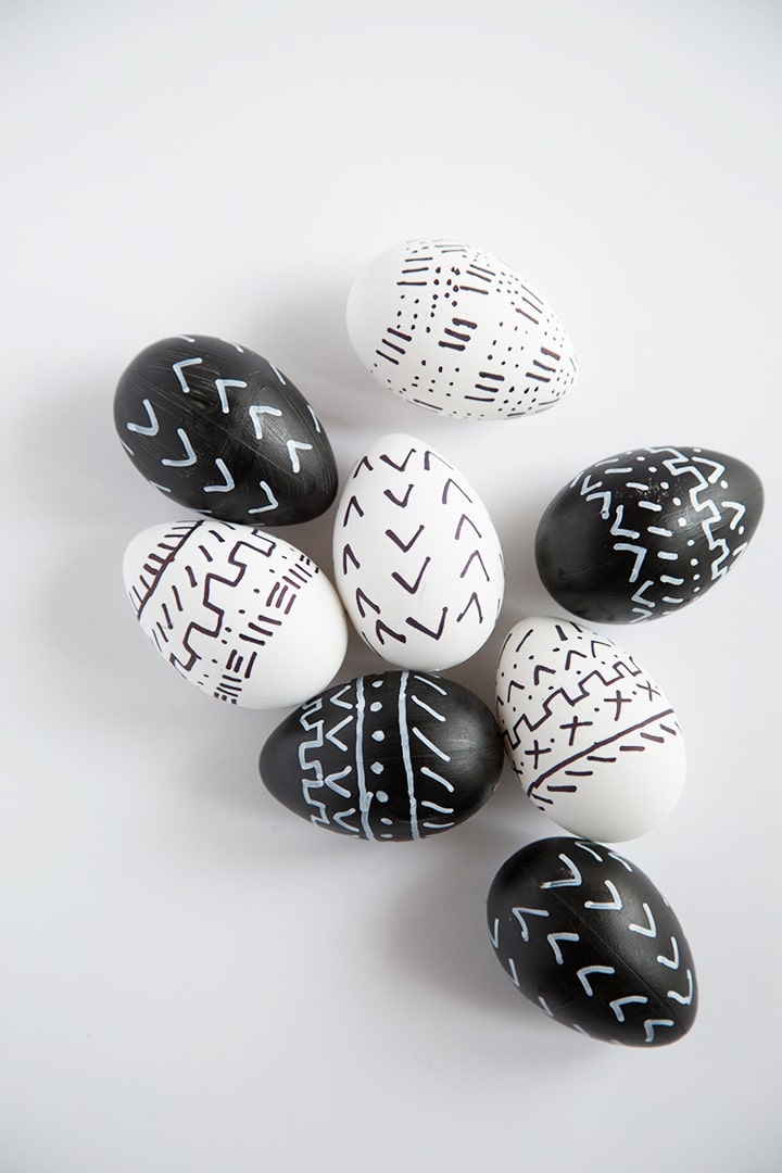 Black and White Mudcloth inspired Easter Eggs