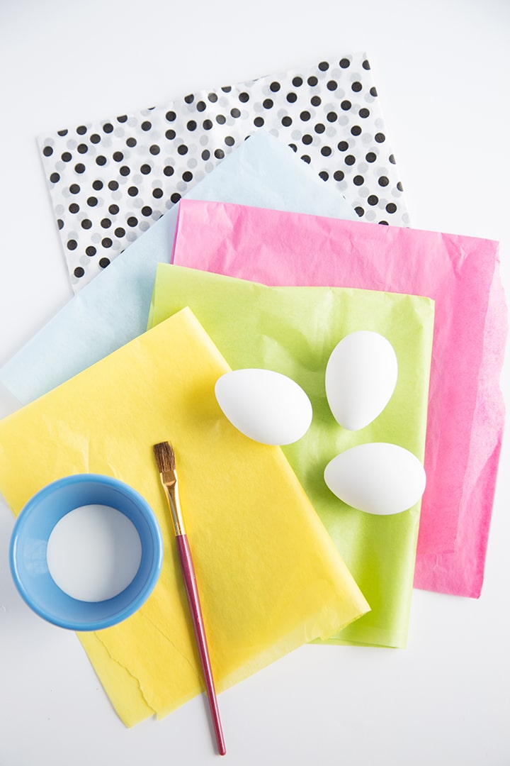 DIY tissue paper easter eggs supplies
