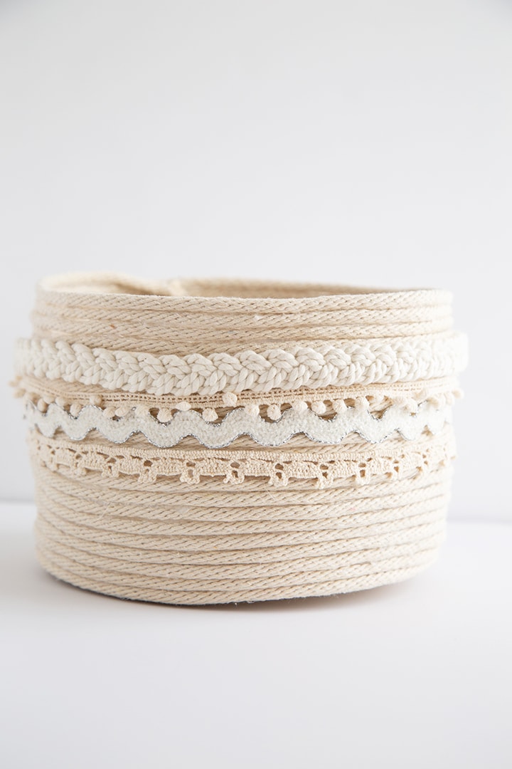 DIY embellished rope basket