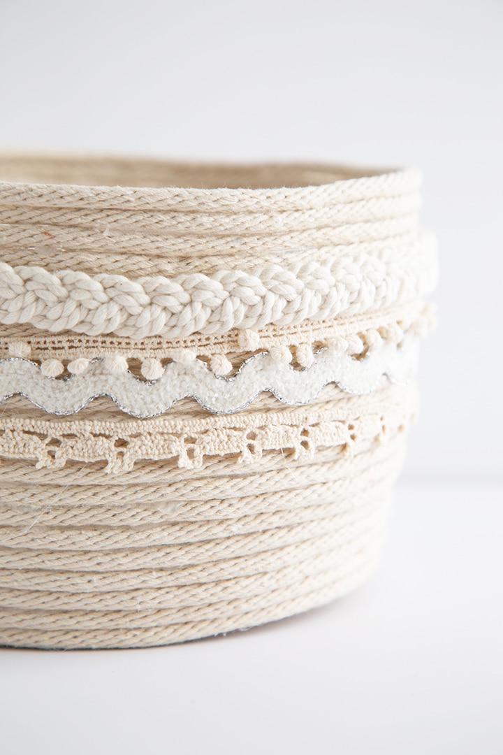 DIY Rope Planter Basket with embellishments