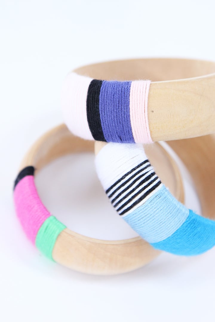 Embroidery Thread Wrapped Wood Bangles