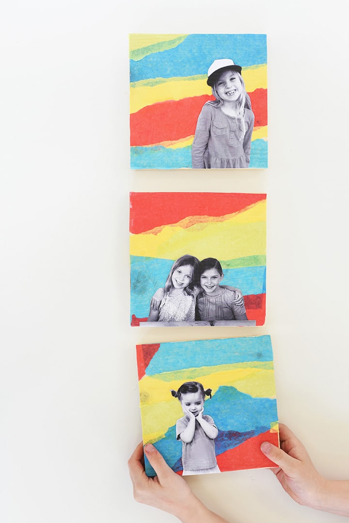 DIY Tissue Paper Photo Collage Wall Art