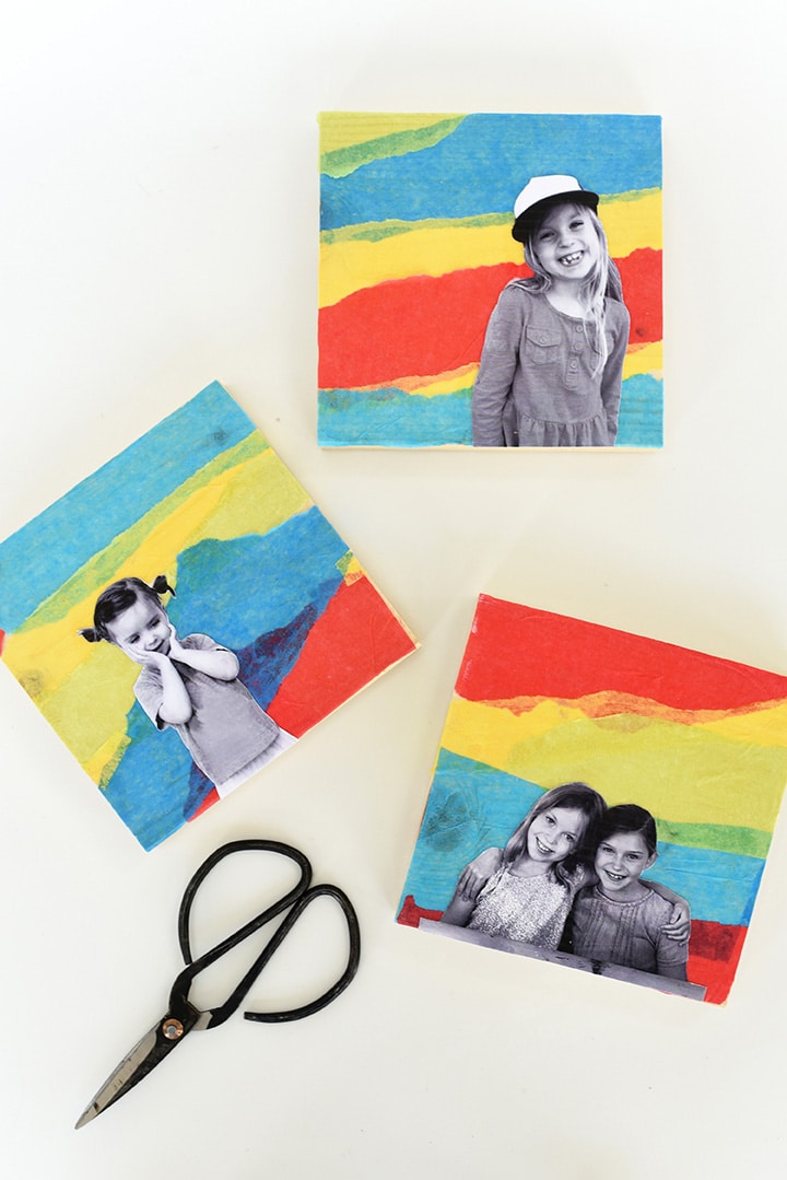 DIY Tissue Paper Photo Collage Wall Art