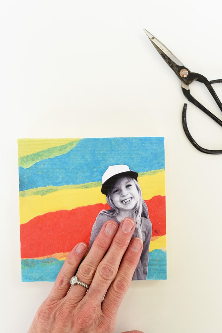 DIY Tissue Paper Photo Collage Wall Art