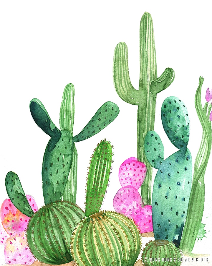 Cactus free printable wall art
