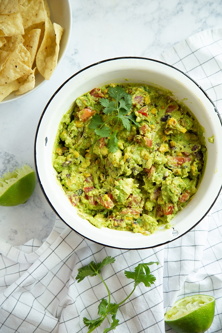 Guacamole with Roasted Corn and Chiles Recipe