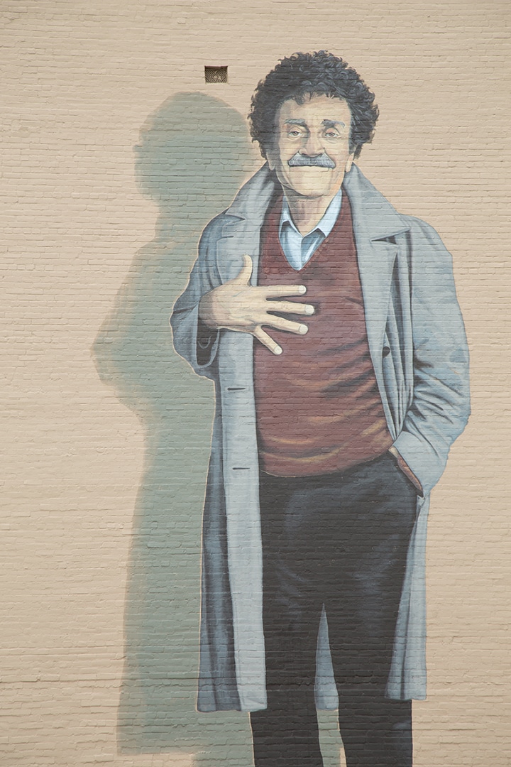 Kurt Vonnegut wall mural downtown Indianapolis