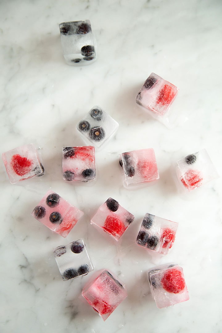 berry filled ice cubes