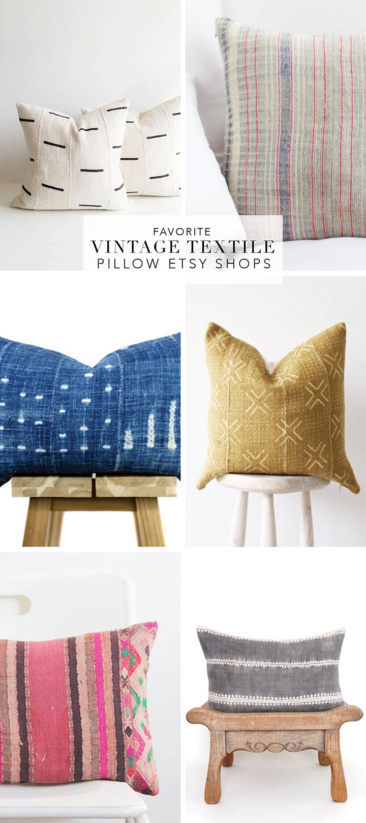 Our favorite vintage textile pillow shops on Etsy.