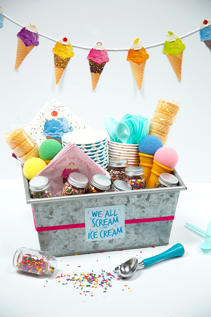free printable ice cream gift basket tag