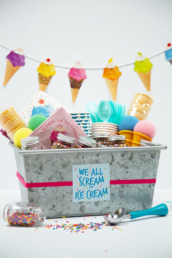 Free printable ice cream basket tag