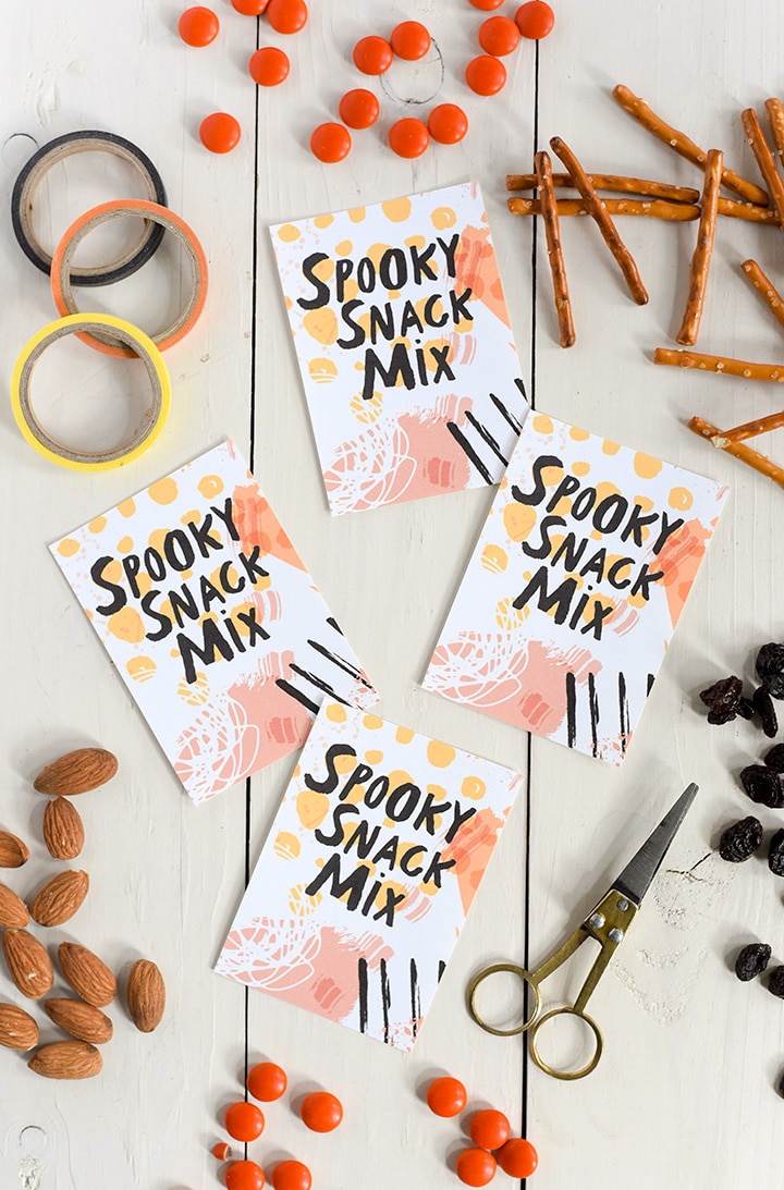 Halloween Snack Mix Recipe with Free Printable Label