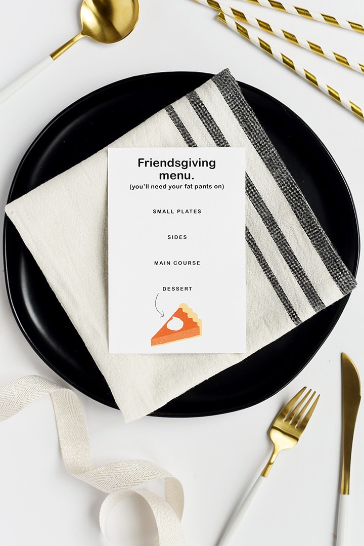 Friendsgiving invitations and free printable menus