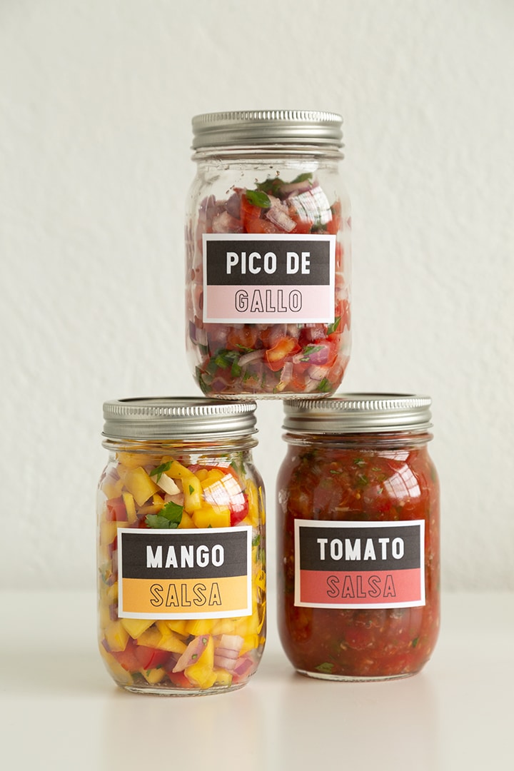 Homemade salsa with free printable labels