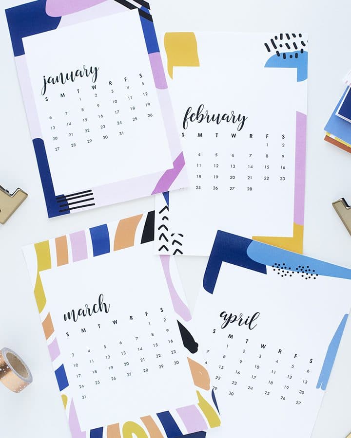 Free Printable Calendar for 2019. Just download, print and cut out!