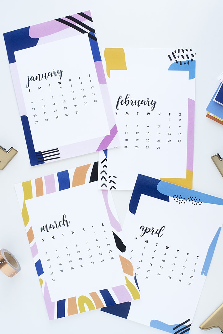Free Printable Calendar for 2019. Just download, print and cut out!