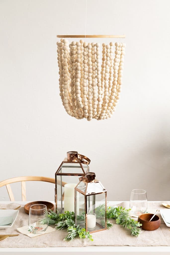 Make this DIY Wood Bead Chandelier