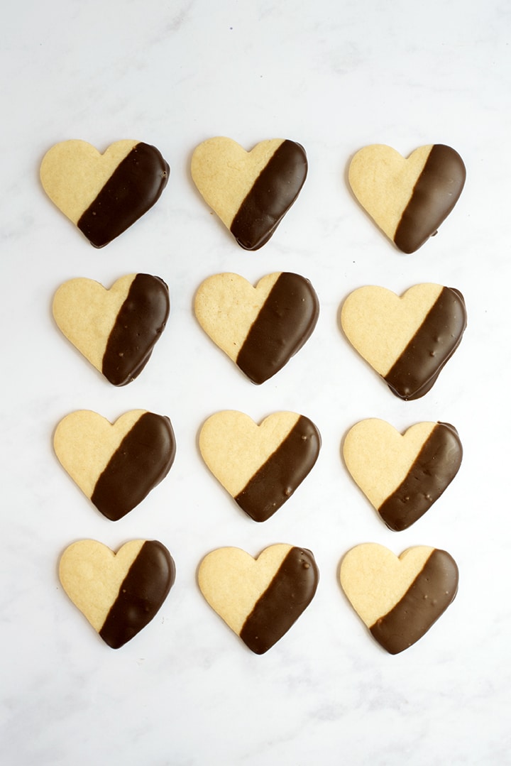 Chocolate Dipped Heart Sugar Cookies