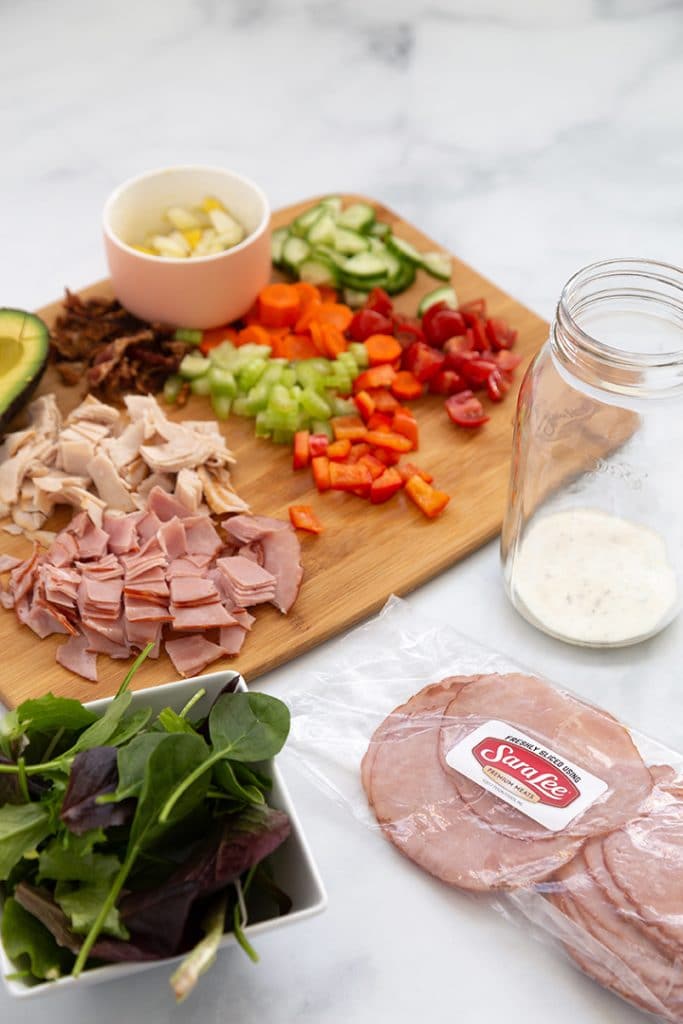Ingredients for Cobb Salad in a Jar - perfect for dinner on the go! 