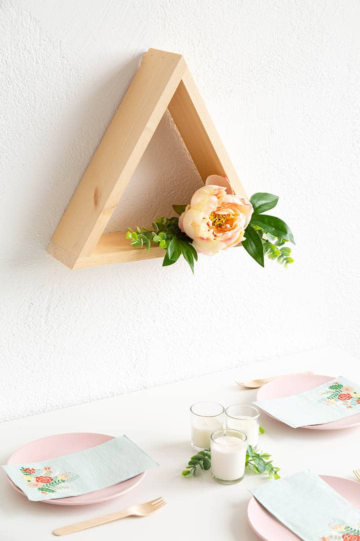 5 Ways to Craft with a Wood Triangle Shelf #DIY #wood #woodshelf