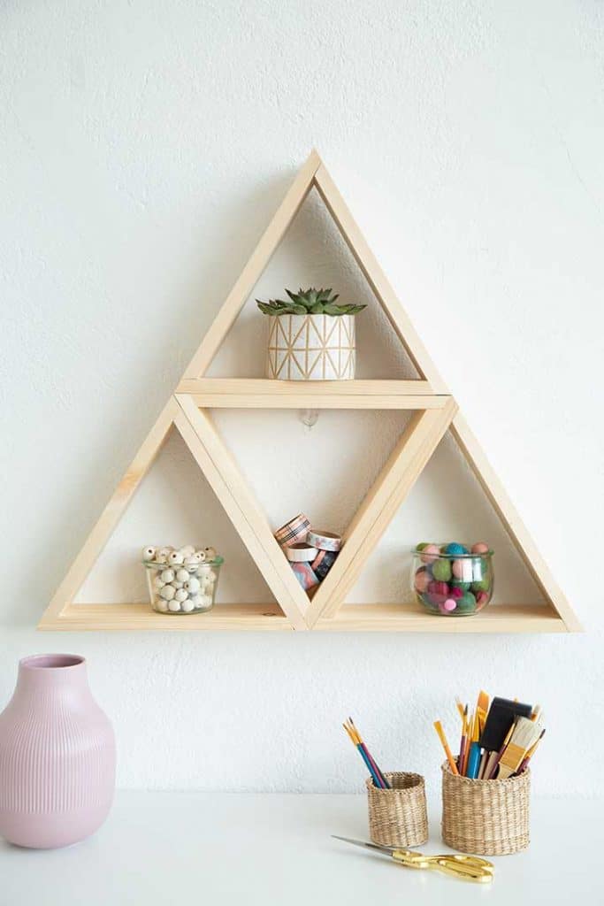 DIY Multiple Wood Triangle Shelf #DIY 