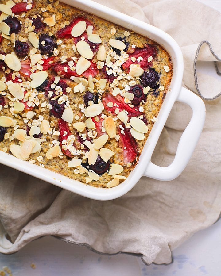Try this Baked Oatmeal Recipe with fresh berries.