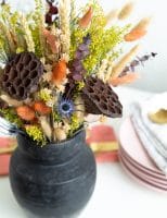 Fall Dried Flower Arrangement with Dyed Bunny Tail Grass
