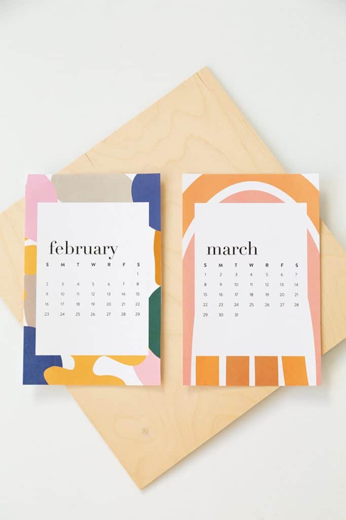 free printable colorful patterns 2020 calendar 