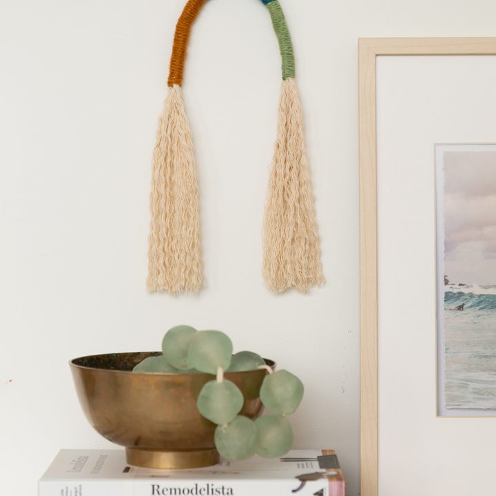 DIY wrapped rope wall art