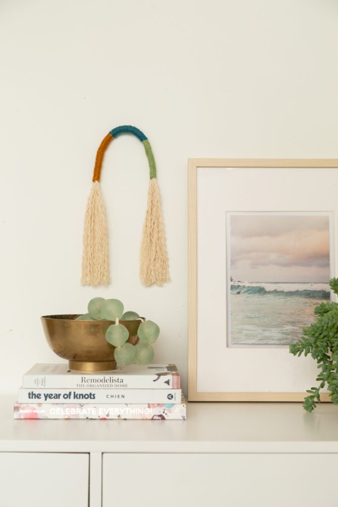 DIY wrapped rope wall art
