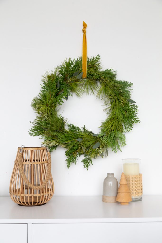 DIY foraged holiday wreath