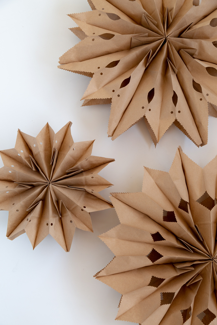 Paper Bag Stars with Lights