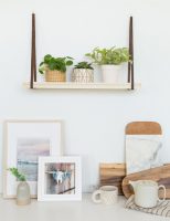 DIY Leather and Wood Plant Shelf