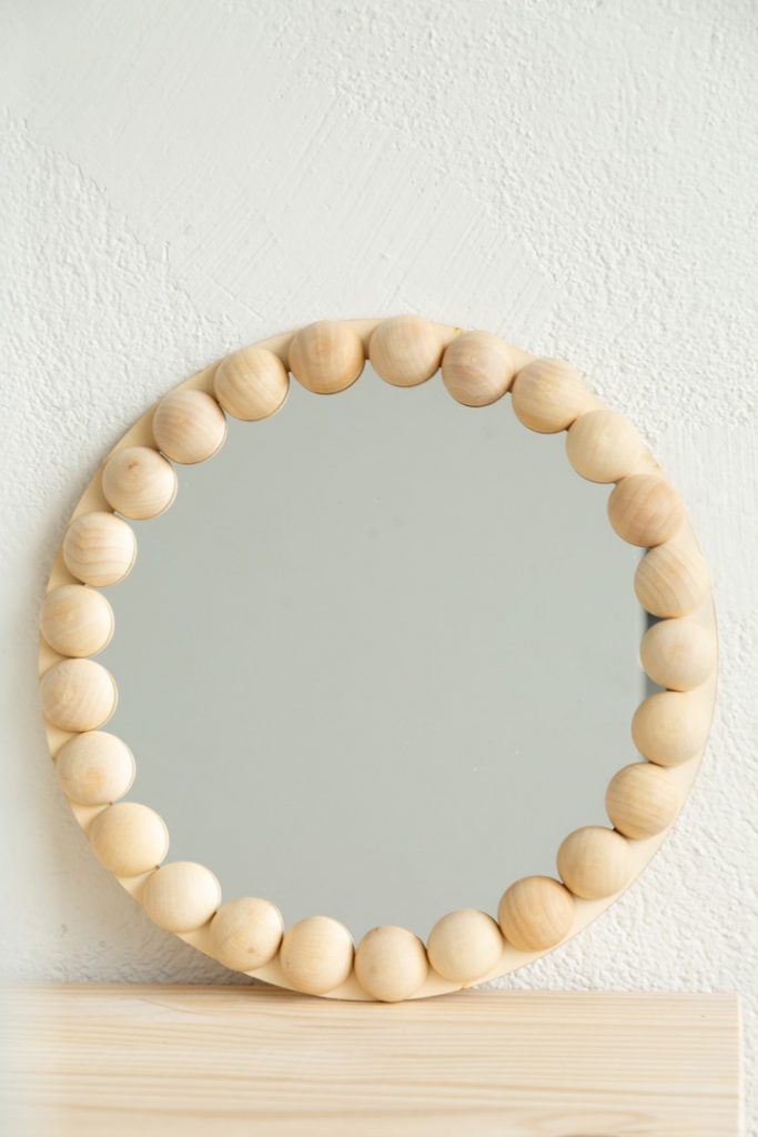 wood bead mirror