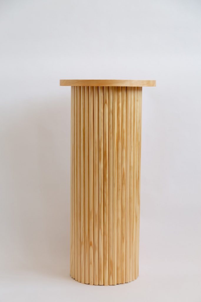 fluted wood side table